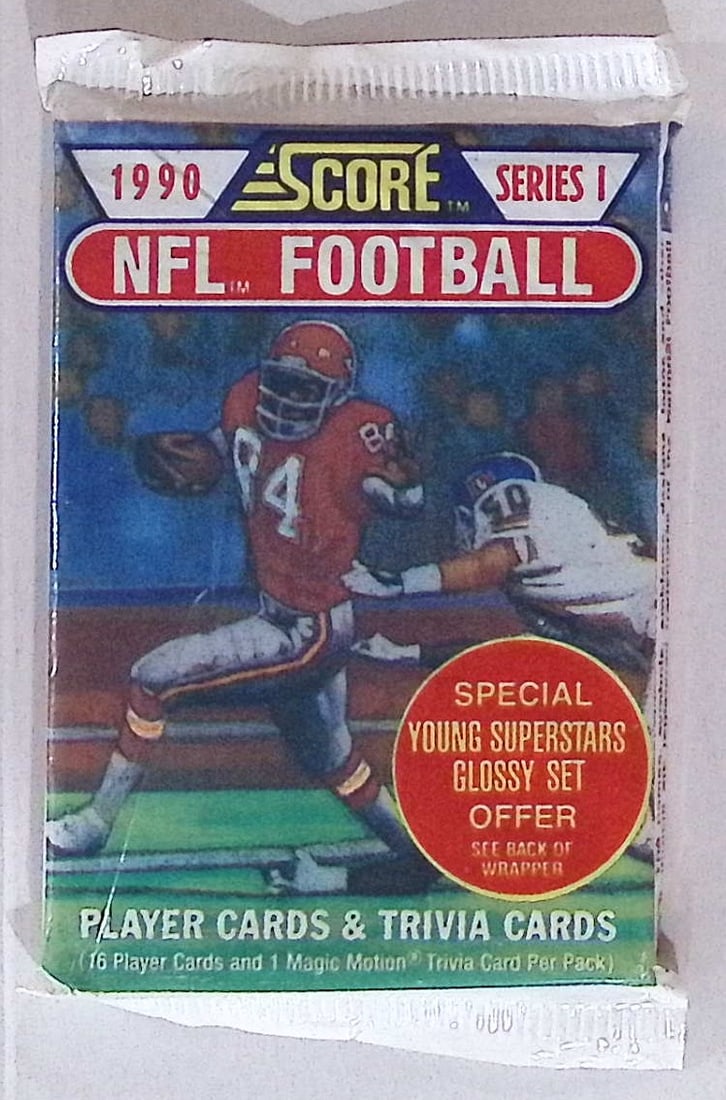 1990 Score Series 1 Vintage Football Card Factory Sealed Retail Box Pack Sports Card: Score Vintage Football Rookie NFL Trading & Sports Cards, Emmitt Smith, Bo Jackson, Barry Sanders, Joe Montana, Jerry Rice, Old Sports Cards for Sale Near Me, Super Bowl & Hall of Fame Players, Valuab