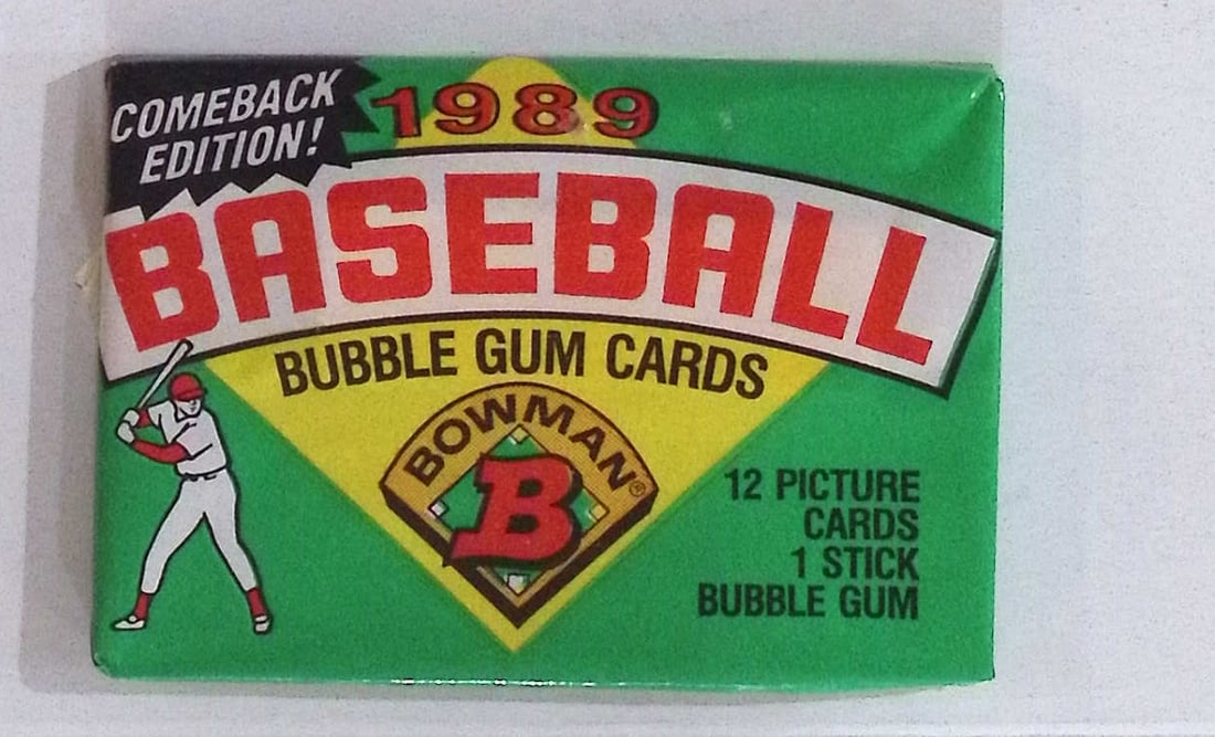 1989 Bowman Vintage Baseball Cards Retail Box Wax Pack Sports Cards MLB Trading Cards: Bowman Vintage Valuable Rookie Baseball MLB Trading & Sports Cards, Rookie Cards in this set are Ken Griffey, Jr, Gary Sheffield, John Smoltz, Old Sports Cards for Sale Near Me, Auction Memorabilia Lo