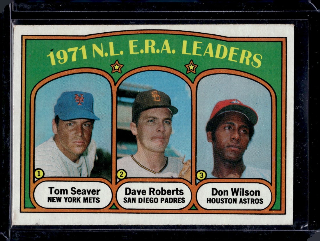 1971 NL ERA Leaders Seaver/Roberts/Wilson 1972 Topps #91 Vintage Baseball Card: MLB Trading Cards, Baseball Cards, Topps Cards, Topps Baseball Cards, Topps Vintage Cards, Sports Cards for Sale Near Me, Vintage Sports Card, Vintage Baseball Cards, Old Baseball Cards, Old Sports Ca