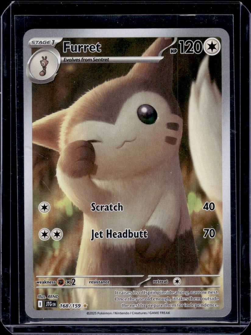 Pokemon Journey Together Furret Illustration Rare #168: Pokemon Trading Card Game Cards, Charizard, Pikachu, Mewtwo, Reverse Holo, Holo Rare, Secret Rare Cards, Full Art Cards, Eevee, Ultra Rare Card, Illustration Rare, Special Illustration Rare SIR