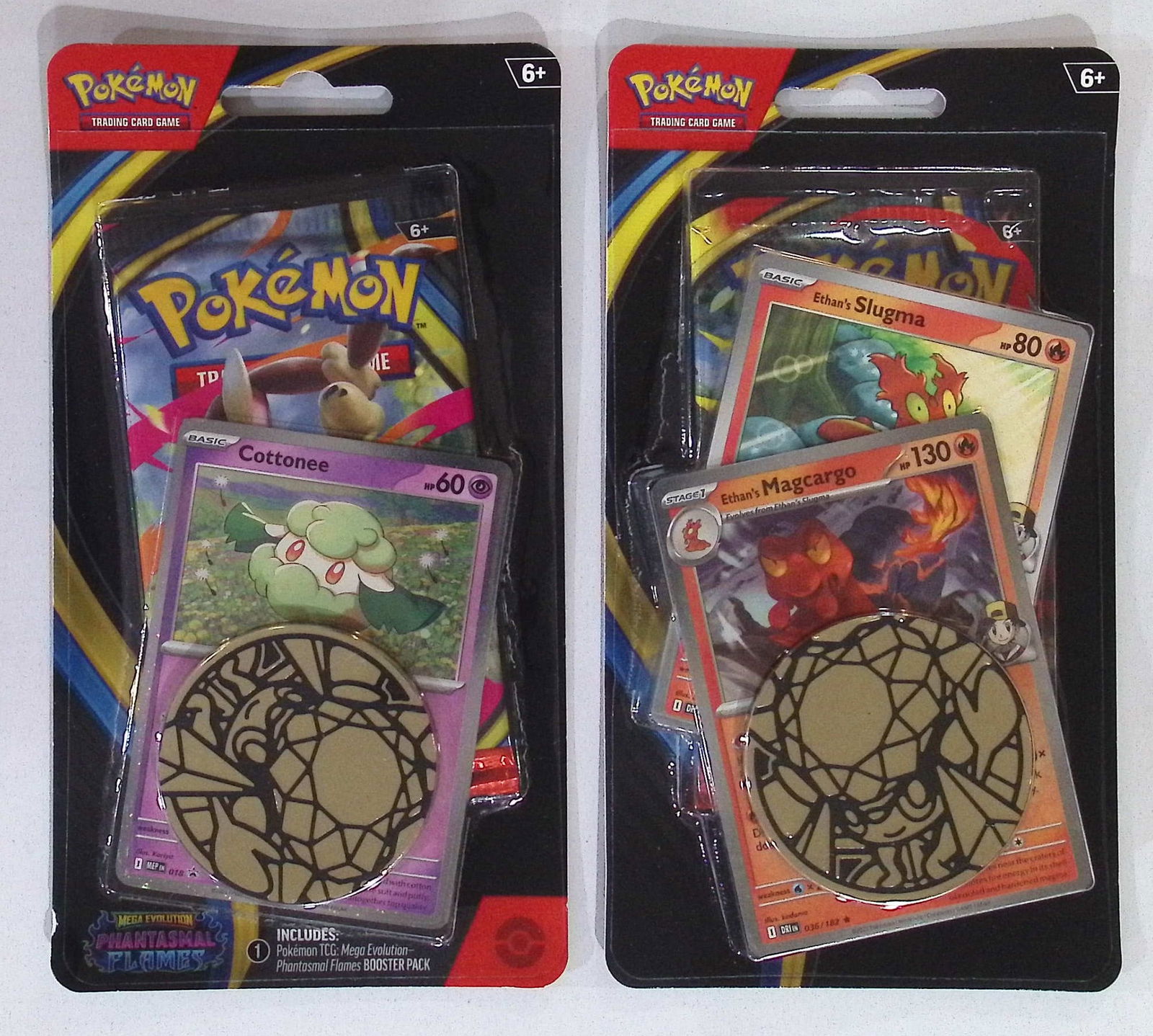 2 COUNT: Pokemon Phantasmal Flames Single Booster Blister Hanger w/ 1 Coin & 2 Promo Cards: Pokemon Trading Card Game Cards, Charizard, Pikachu, Mewto, EX, Referse Holo, Holo Rare Cards, Secret Rare Cards, Full Art Cards, Evee, 3 Stars Ultra Rare Cards, Double Rare, Illustration Rare, Specia