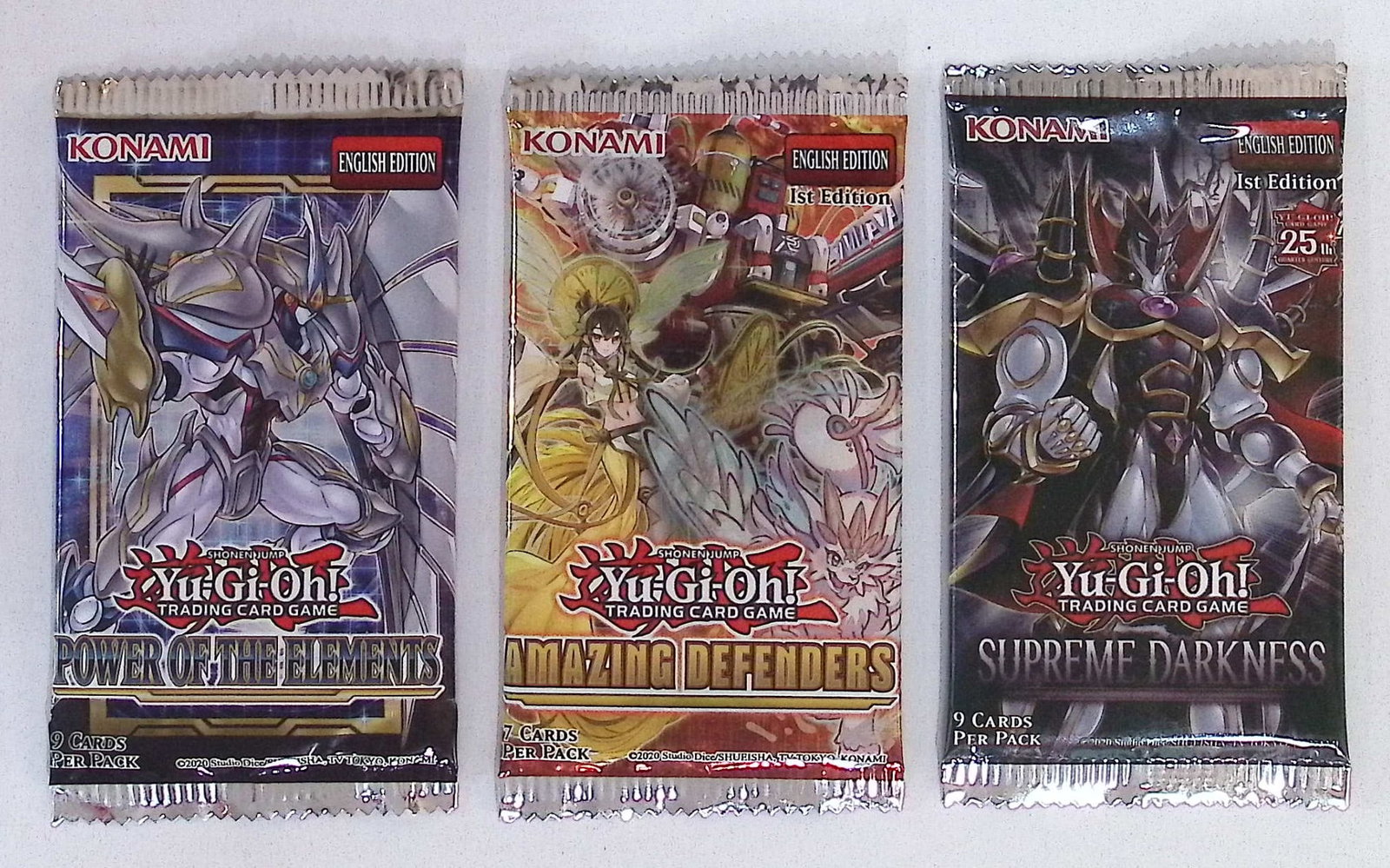 3 Count: 2020 Yu-Gi-Oh! Retail Packs Amazing Defenders, Power of the Elements, Supreme Darkness: Yu Gi Oh TCG, Yugioh 25th Anniversary Trading Card Game, Trading Card Games for Sale Near Me, Auction Lots for Sale On Line, Attack, Spell, Defend