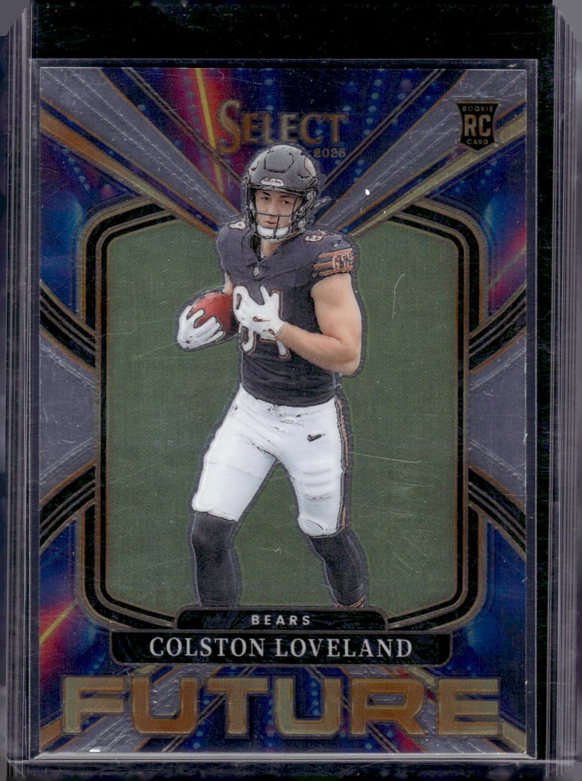 Colston Loveland Rookie Card Future 2025 Select #8 Chicago Bears: Panini Select, Prizm, Mosaic, Contenders, Zenith, Phoenix, Illusions, Absolute, Rookie NFL Sports Trading Cards, SP, SSP, Cards, Football Cards for Sale Near Me, Superbowl & Hall of Fame Player Cards,