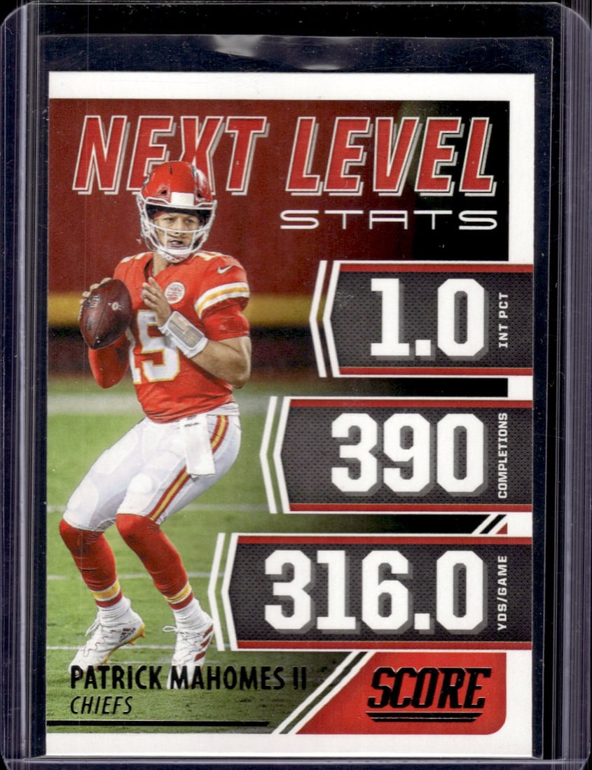 Patrick Mahomes Next Level Stats 2021 Score #NL2 Kansas City Chiefs: Panini Select, Prizm, Mosaic, Contenders, Zenith, Phoenix, Illusions, Absolute, Rookie NFL Sports Trading Cards, SP, SSP, Cards, Football Cards for Sale Near Me, Superbowl & Hall of Fame Player Cards,