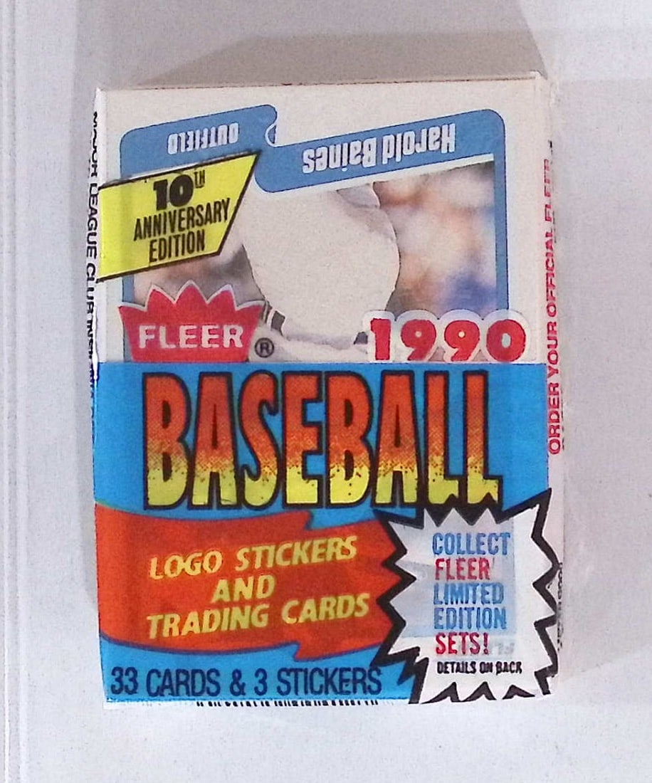 1990 Fleer Baseball Series 1 CELLO FAT PACK Retail Box Pack - 33 Cards & 3 Stickers Sports Cards: Vintage Valuable Fleer Baseball MLB Trading & Sports Cards, Rookies in This Set Include Frank Thomas, Sammy Sosa, Larry Walker, Bernie Williams, New York Yankees, Old Sports Cards for Sale Near Me, Wo