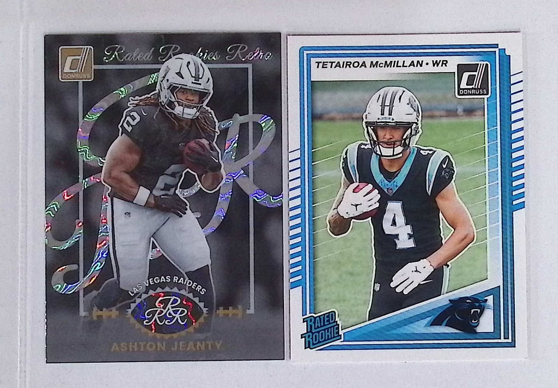 Ashton Jeanty Rated Rookies Retro & Tetairoa McMillan Rated Rookie 2025 Donruss: Donruss Football NLF Trading & Sports Cards, Sports Cards for Sale Near Me, Valuable Memorabilia Auction Lots Sold On Line, SP, SSP