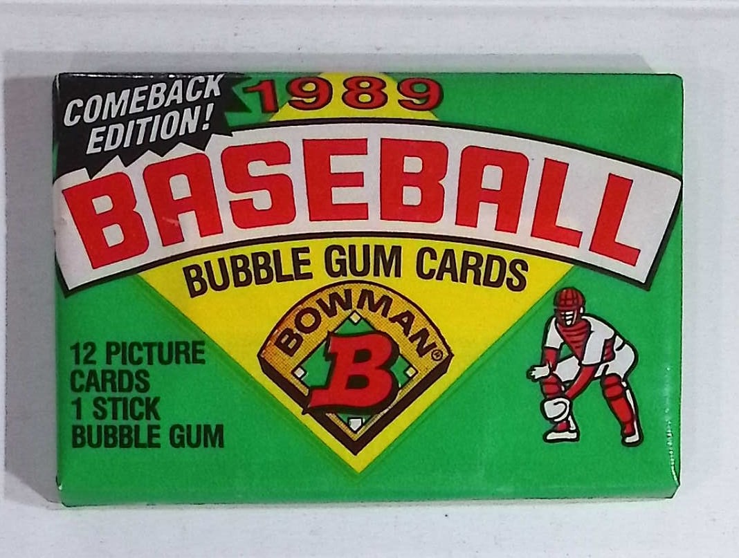 1989 Bowman Vintage Baseball Cards Retail Box Wax Pack Sports Cards MLB Trading Cards: Bowman Vintage Valuable Rookie Baseball MLB Trading & Sports Cards, Rookie Cards in this set are Ken Griffey, Jr, Gary Sheffield, John Smoltz, Old Sports Cards for Sale Near Me, Auction Memorabilia Lo