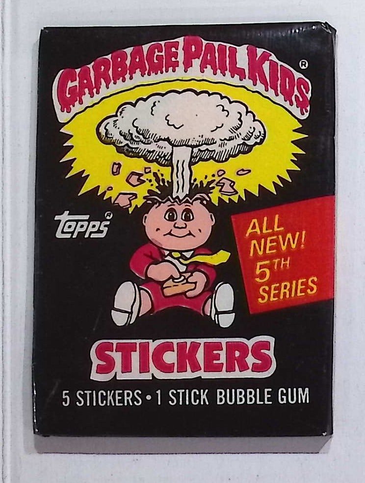 1986 Topps Vintage Garbage Pail Kids Retail Box Wax Pack - 5th Series: Sealed Packs this old have no card quality guarantees - Topps Trading Cards Sold on Line, Auction Lots for sale on line, Trading Card Stickers