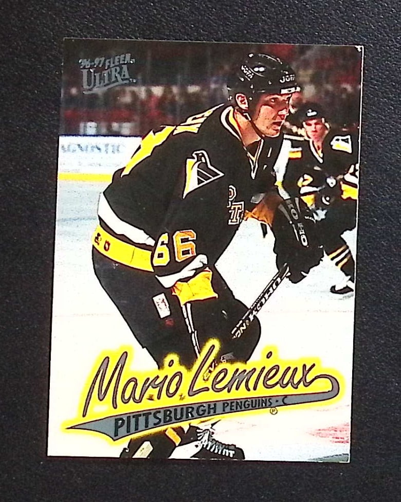 Mario Lemieux 1996-'97 Fleer Ultra #143 Vintage Pittsburgh Penguins Trading Card: Fleer Vintage NHL Hockey Trading & Sports Cards, Old Sports Cards for Sale Near Me, Stanley Cup & Hall of Fame Players, Valuable Auction Memorabilia Lots for Sale On Line