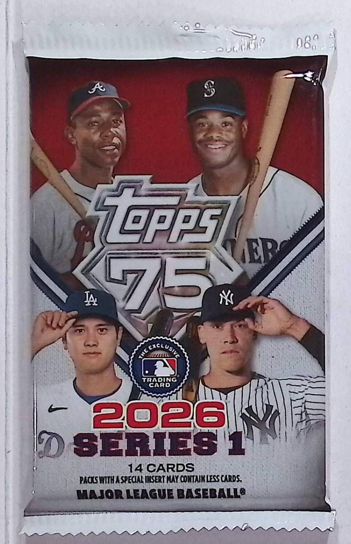 2026 Topps Series 1 Baseball 75th Anniversary Mega Box Pack: Factory Sealed Topps Baseball MLB Trading & Sports Cards, Rookie Cards in this set are Jack Caglianone, Speckled, SP, SSP, Variations, Autographs, Chrome, Refractors, 1976 Topps, Sports Cards for Sale