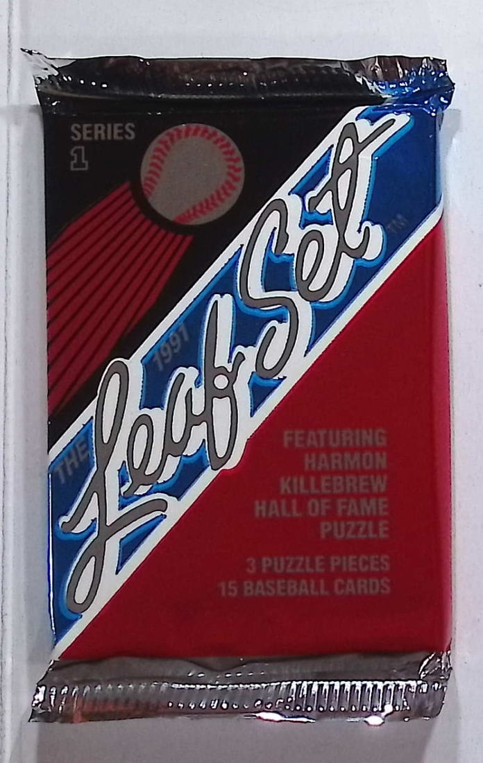 1991 Leaf Set Series 1 Baseball Retail Box Wax Pack - Featuring Harmon Killebrew HOF Puzzle: Leaf MLB Baseball Trading & Sports Cards & Memorabilia, Chipper Jones, Ken Griffey, Jr., Frank Thomas, Bo Jackson, Cal Ripken, Nolan Ryan, Craig Biggio Rookie Card, Dwight Gooden, Rickey Henderson, Pa