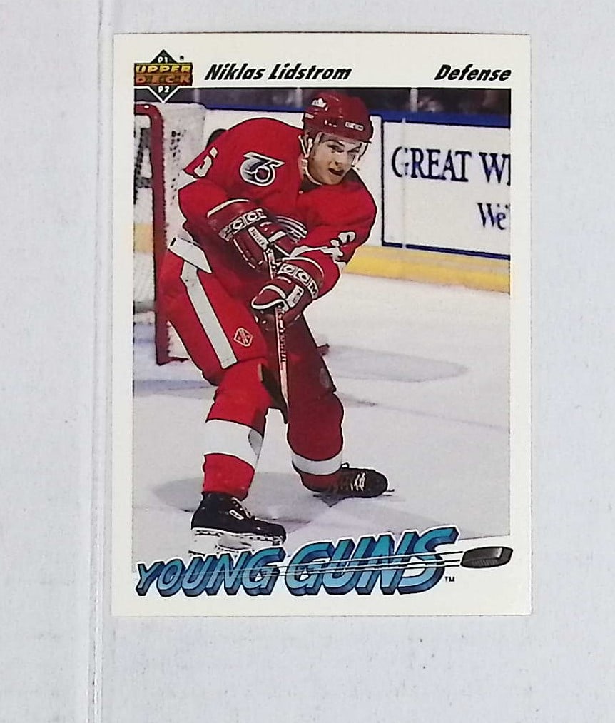 Niklas Lidstrom Young Guns Rookie Card 1991 Upper Deck #587 Detroit Red Wings: Upper Deck Vintage NHL Hockey Trading & Sports Cards, Old Sports Cards for Sale Near Me, Stanley Cup & Hall of Fame Players, Valuable Auction Memorabilia Lots for Sale On Line