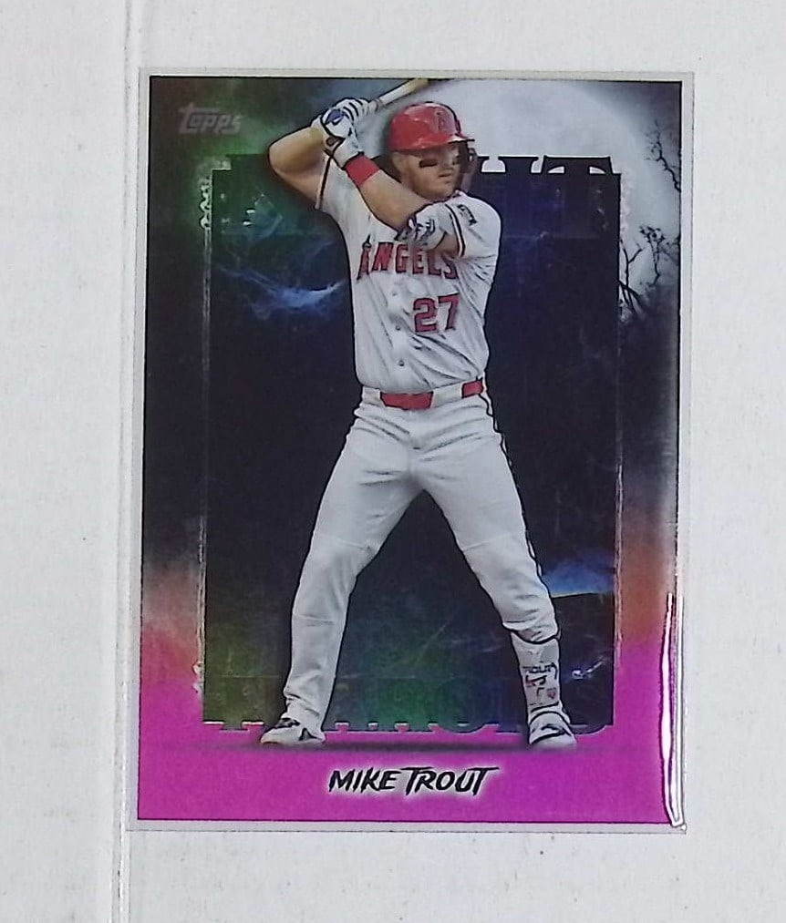 Mike Trout Pink Night Terror 2025 Topps #NT-10: Topps Baseball MLB Trading & Sports Cards, Sports Cards for Sale Near Me, World Series & Hall of Fame Players Memorabilia, Refractors, X-Fractors, Numbered, SP, SSP, Valuable Auction Memorabilia Lots