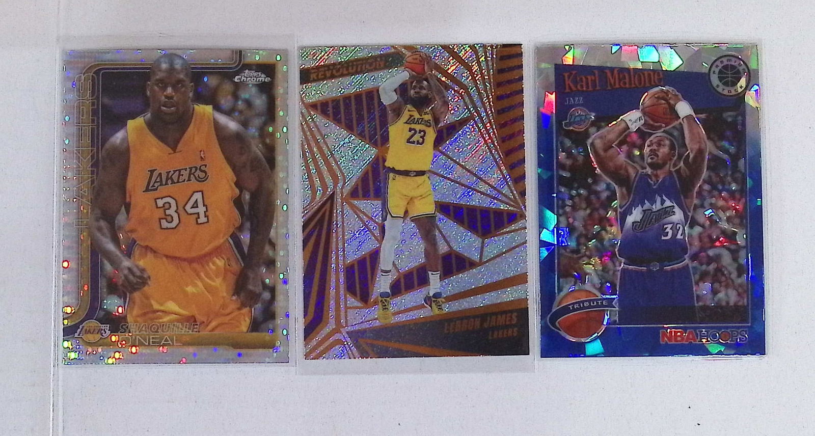 Shaquille O'Neal Prism Refractor Topps, LeBron James Revolution, & Silver Cracked Ice Karl Malone: Topps Basketball NBA Trading & Sports Cards, Sports Cards for Sale Near Me, Chrome, Refractor, SP, SSP, Valuable Auction Memorabilia Lots Sold On Line, NBA Championship & Hall of Fame Player Cards