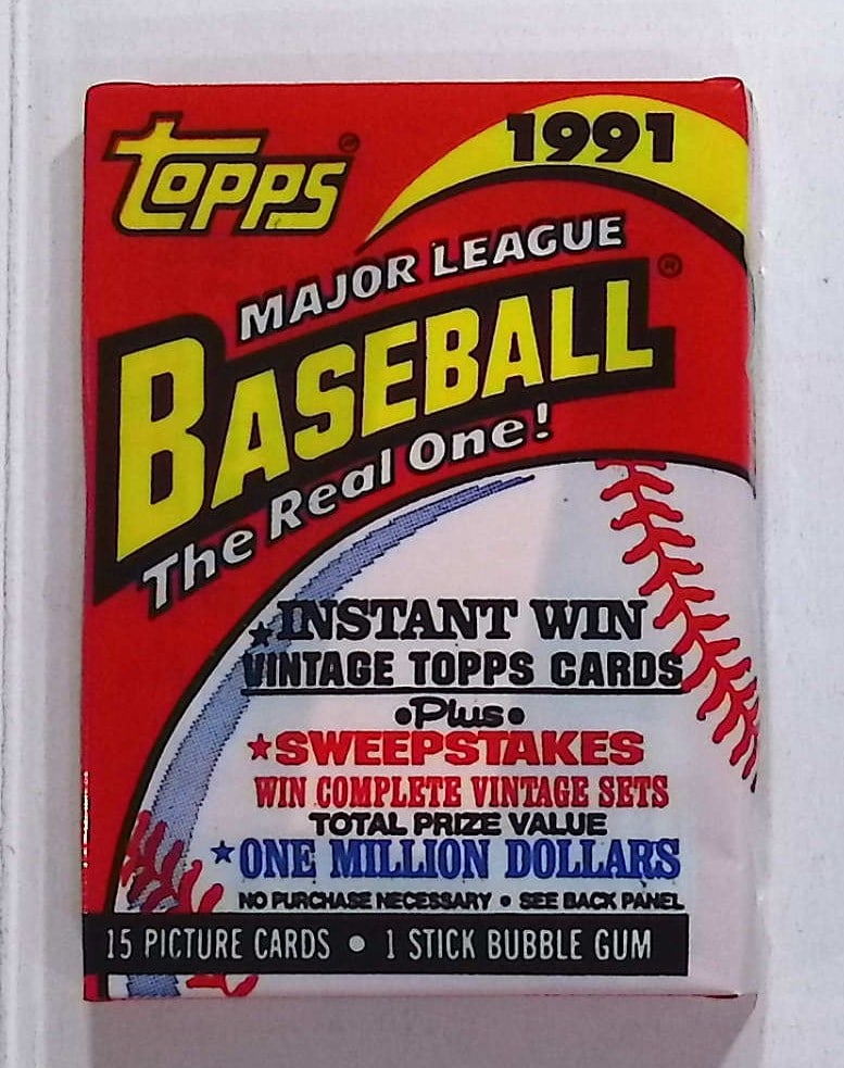 1991 Topps Vintage Baseball Cards Retail Box Wax Pack Sports Cards Rookie Cards: Topps MLB Baseball Trading & Sports Cards & Memorabilia, Chipper Jones, Ken Griffey, Jr., Frank Thomas, Bo Jackson, Cal Ripken, Nolan Ryan, Craig Biggio Rookie Card, Dwight Gooden, Rickey Henderson, P