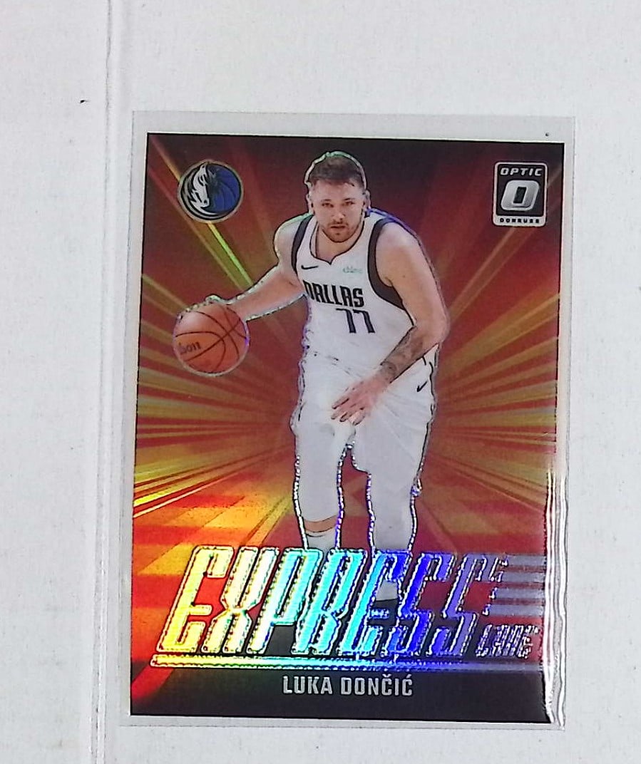Luka Donsic Silver Holo Prizm 2024 Donruss Optic Express #6: Panini Select, Prizm, Mosaic, Contenders, Revolution, Phoenix, NBA Hoops, Rookie NFL Sports Trading Cards, Silver, SP, SSP, Wave Prizms, Numbered Cards, Basketball sports Cards for Sale Near Me, NBA C