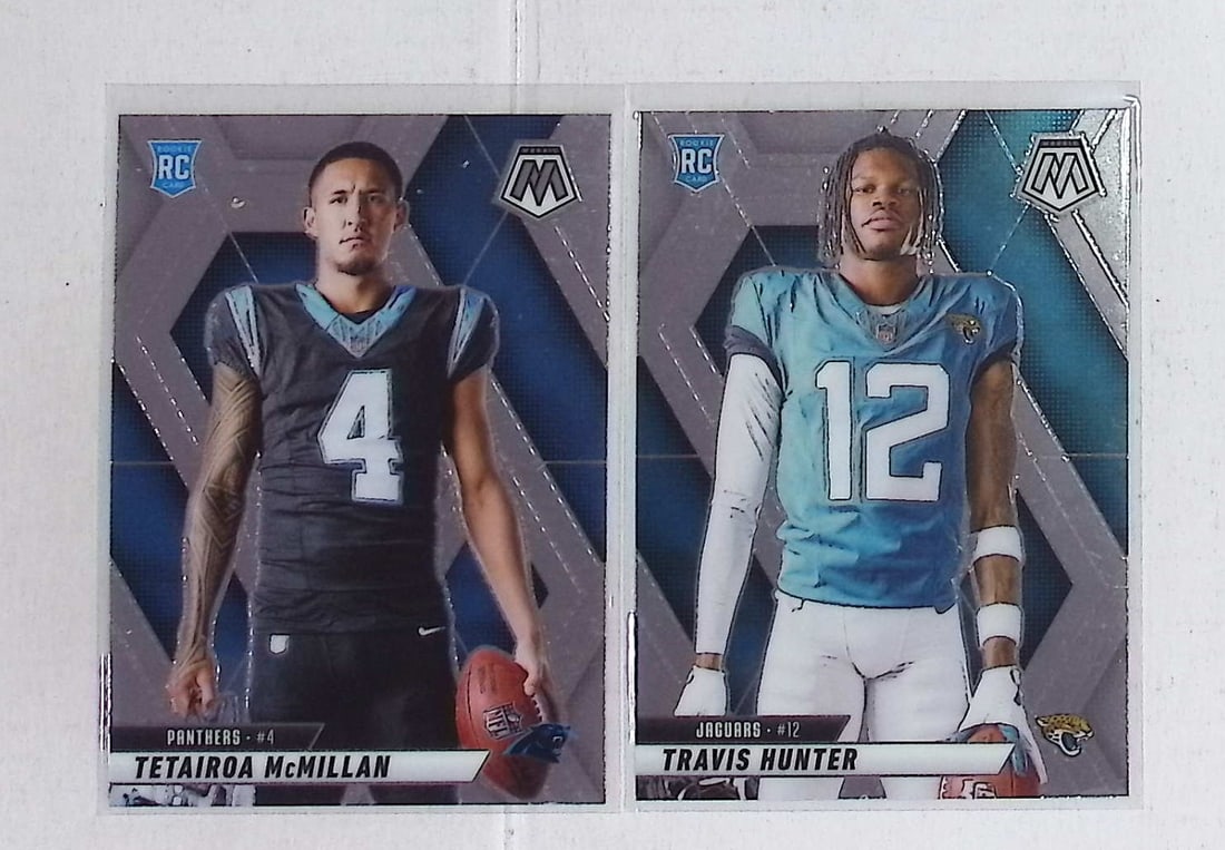 2 Image Variation Rookie Cards: Travis Hunter & Tetairoa McMillan 2025 Panini Mosaic: Panini Select, Prizm, Mosaic, Contenders, Zenith, Phoenix, Illusions, Absolute, Rookie NFL Sports Trading Cards, SP, SSP, Cards, Football Cards for Sale Near Me, Superbowl & Hall of Fame Player Cards,