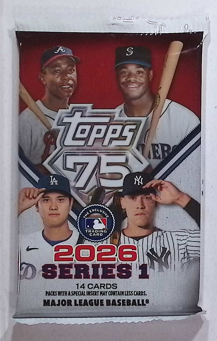 2026 Topps Series 1 Baseball 75th Anniversary Mega Box Pack: Factory Sealed Topps Baseball MLB Trading & Sports Cards, Rookie Cards in this set are Jack Caglianone, Speckled, SP, SSP, Variations, Autographs, Chrome, Refractors, 1976 Topps, Sports Cards for Sale