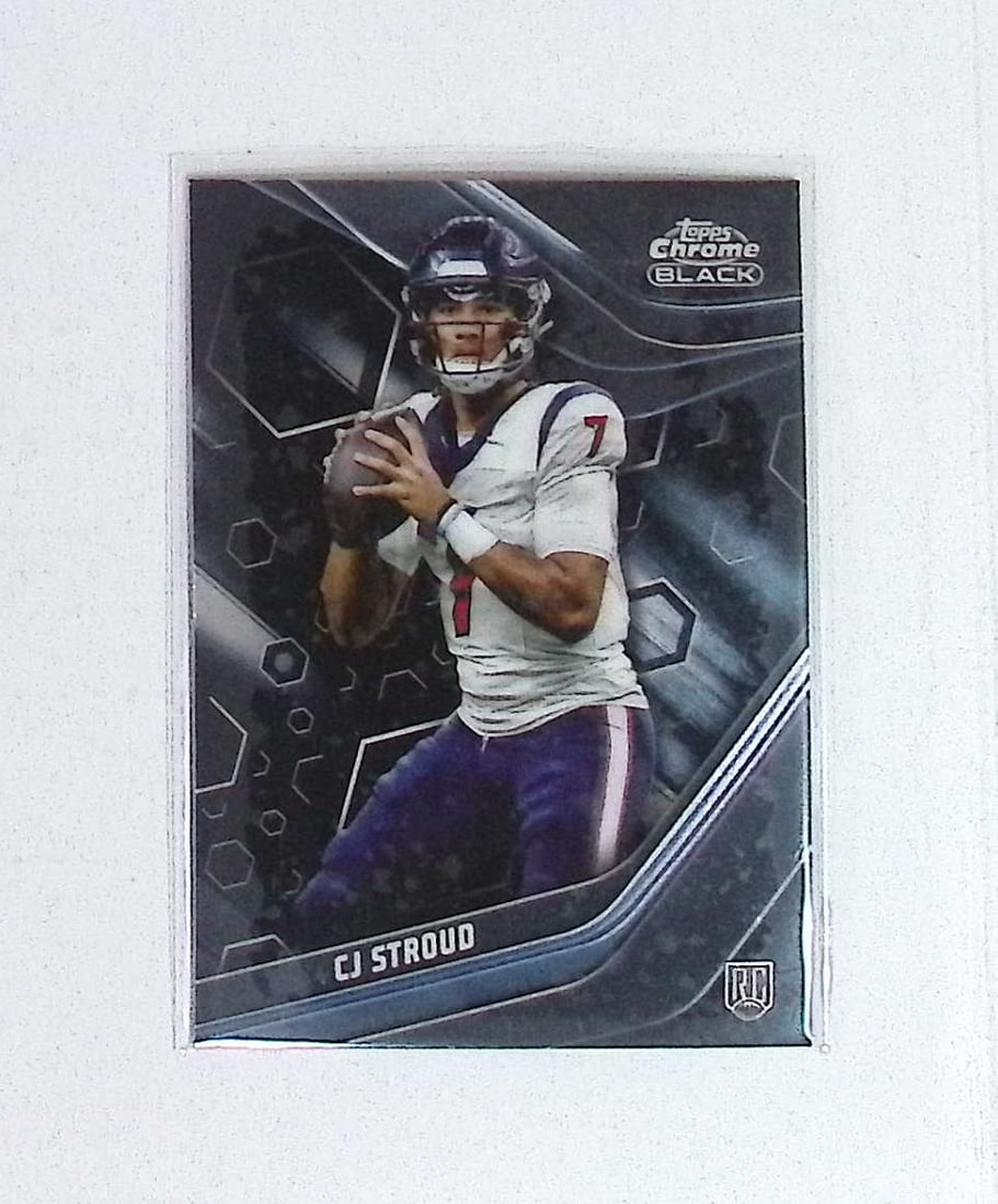 C.J. Stroud Rookie Card Chrome Black 2023 Topps Composite Chrome #120: Topps Football NFL Trading Sports Cards, Sports Cards for Sale Near Me, Super Bowl & Hall of Fame Player Cards, Resurgence, Composite, SP, SSP, Valuable Auction Memorabilia Lots For Sale On Line