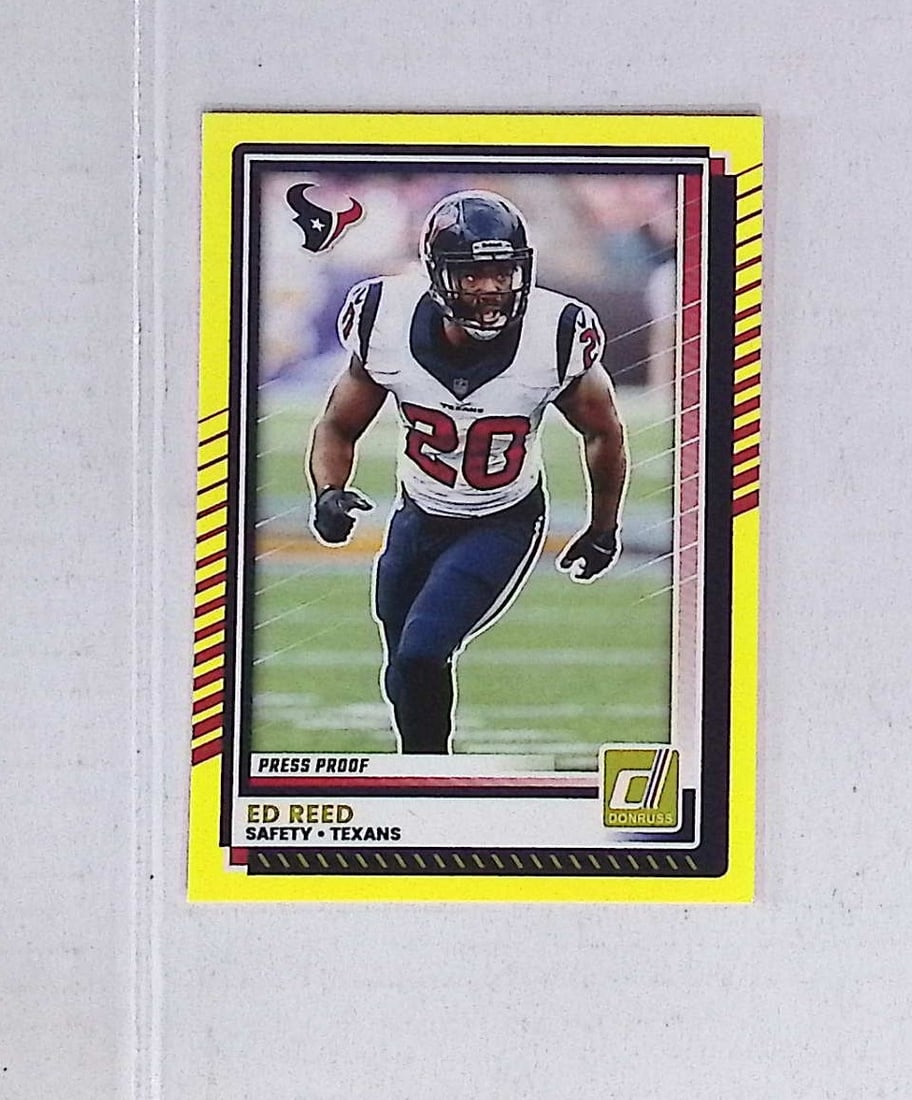 Ed Reed Yellow Press Proof SP 2025 Panini Donruss #176 Baltimore Ravens Hall of Fame: Donruss Football NLF Trading & Sports Cards, Sports Cards for Sale Near Me, Valuable Memorabilia Auction Lots Sold On Line, SP, SSP