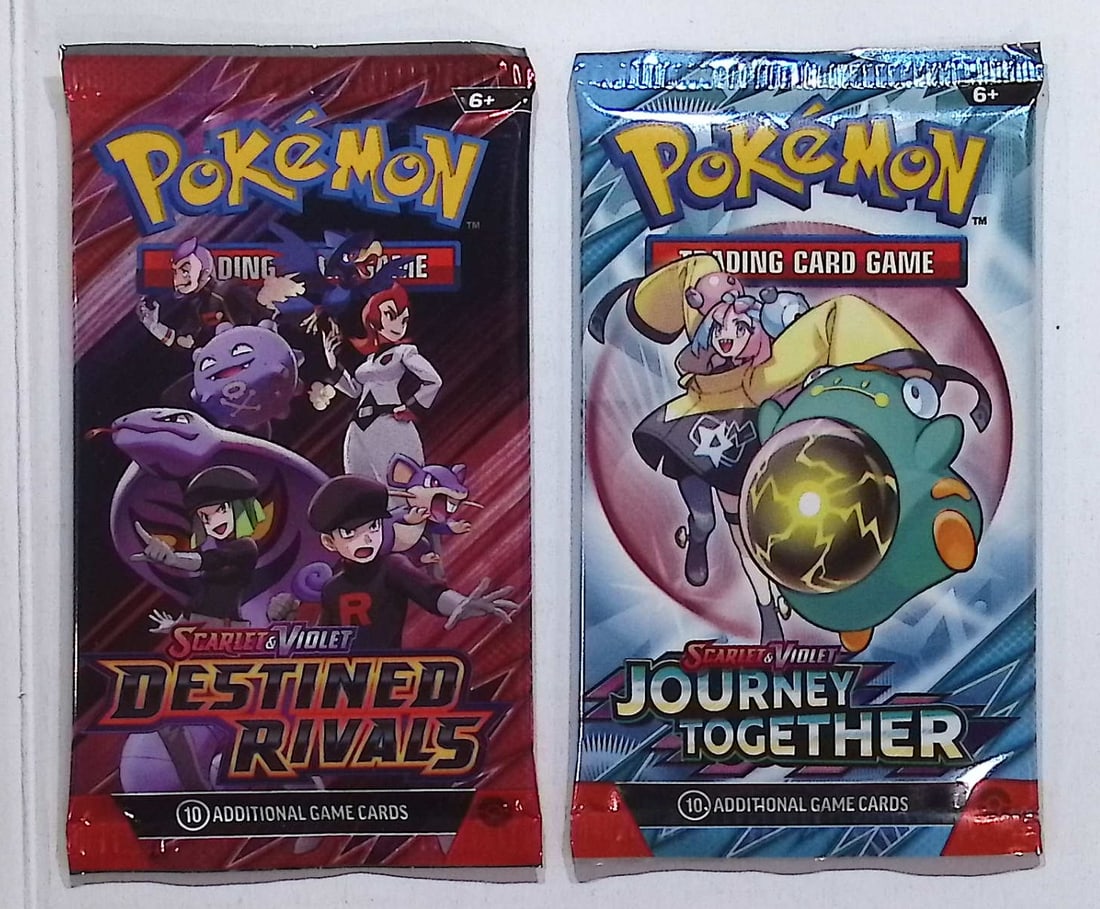 2 COUNT: 1 - 2025 Pokemon Destined Rivals Booster Pack & 1 - 2025 Journey Together Booster Pack: Pokemon Trading Card Game Cards, Charizard, Pikachu, Mewto, EX, Referse Holo, Holo Rare Cards, Secret Rare Cards, Full Art Cards, Evee, 3 Stars Ultra Rare Cards, Double Rare, Illustration Rare, Specia