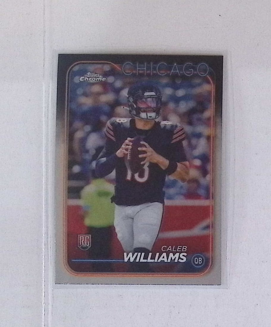Caleb Williams Rookie Card 2024 Topps Chrome #202 Chicago Bears: Topps Football NFL Trading Sports Cards, Sports Cards for Sale Near Me, Super Bowl & Hall of Fame Player Cards, Resurgence, Composite, SP, SSP, Valuable Auction Memorabilia Lots For Sale On Line