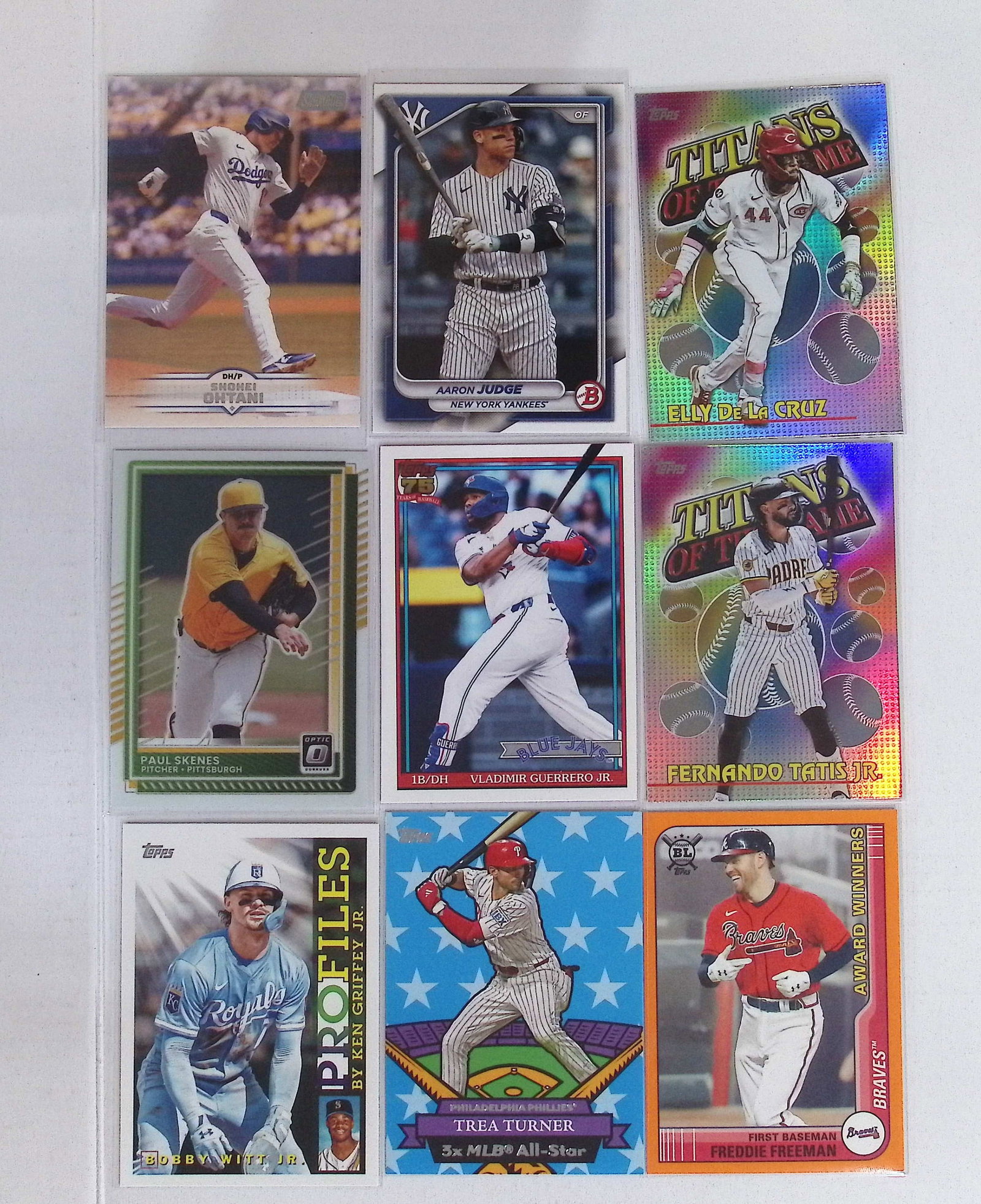 9 Current MLB Superstars: Topps, Bowman, & Donruss Optic Paul Skenes, Shohei Ohtani, Aaron Judge: Topps Baseball MLB Trading & Sports Cards, Sports Cards for Sale Near Me, World Series & Hall of Fame Players Memorabilia, Refractors, X-Fractors, Numbered, SP, SSP, Valuable Auction Memorabilia Lots