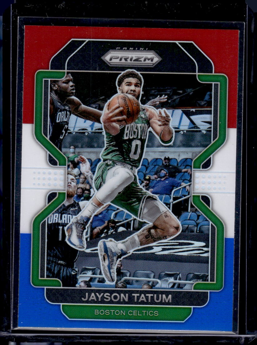 Jayson Tatum Red/White/Blue Prizm 2021-22 Panini Prizm #13 Boston Celtics: Panini Select, Prizm, Mosaic, Contenders, Revolution, Phoenix, NBA Hoops, Rookie NFL Sports Trading Cards, Silver, SP, SSP, Wave Prizms, Numbered Cards, Basketball sports Cards for Sale Near Me, NBA C