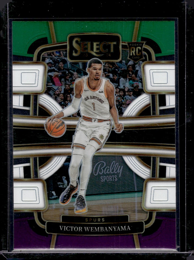Victor Wembanyama Rookie Card Green/White/Purple Prizm 2023-24 Select #87 Spurs: Panini Select, Prizm, Mosaic, Contenders, Revolution, Phoenix, NBA Hoops, Rookie NFL Sports Trading Cards, Silver, SP, SSP, Wave Prizms, Numbered Cards, Basketball sports Cards for Sale Near Me, NBA C
