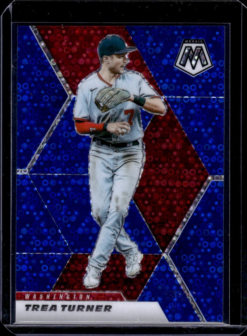 Trea Turner Quick Pitch Prizm Blue /85 2021 Mosaic #22 Nationals, Phillies: Panini Baseball MLB Trading & Sports Cards, Sports Cards for Sale Near Me, Prizm, Mosaic, Select, SP, SSP, Auction Memorabilia Lots for Sale On Line, World Series & Hall of Fame Players