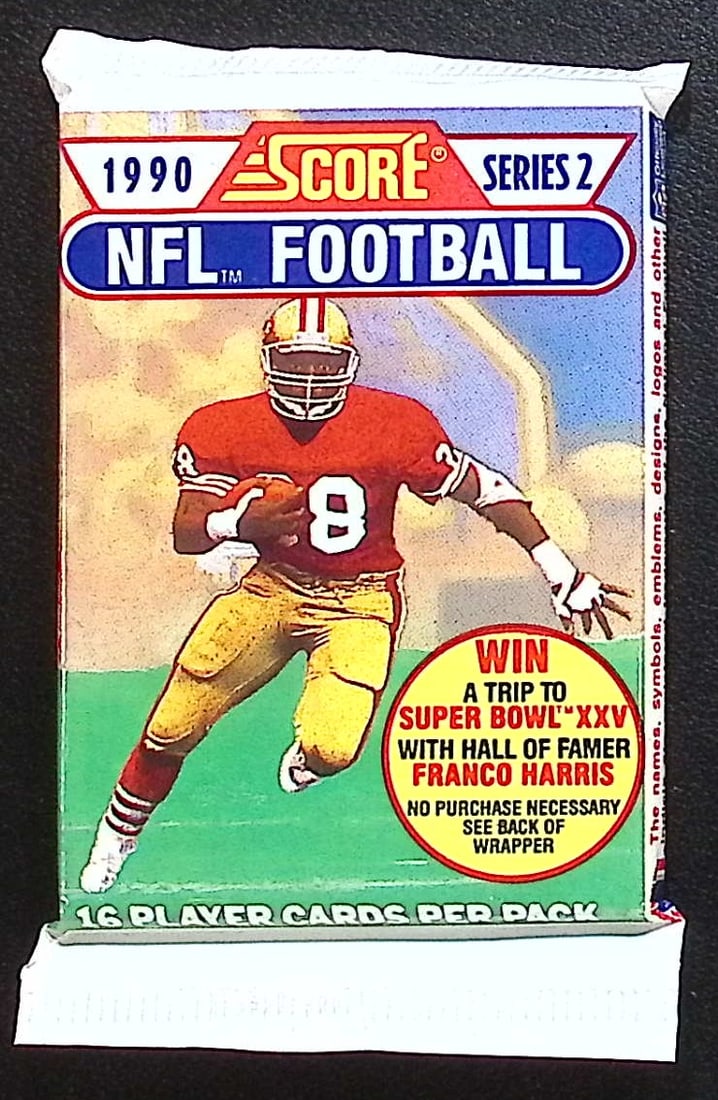 1990 Score Series 2 Vintage Football Card Factory Sealed Retail Box Pack Sports Card: Score Vintage Football Rookie NFL Trading & Sports Cards, Emmitt Smith, Bo Jackson, Barry Sanders, Joe Montana, Jerry Rice, Old Sports Cards for Sale Near Me, Super Bowl & Hall of Fame Players, Valuab