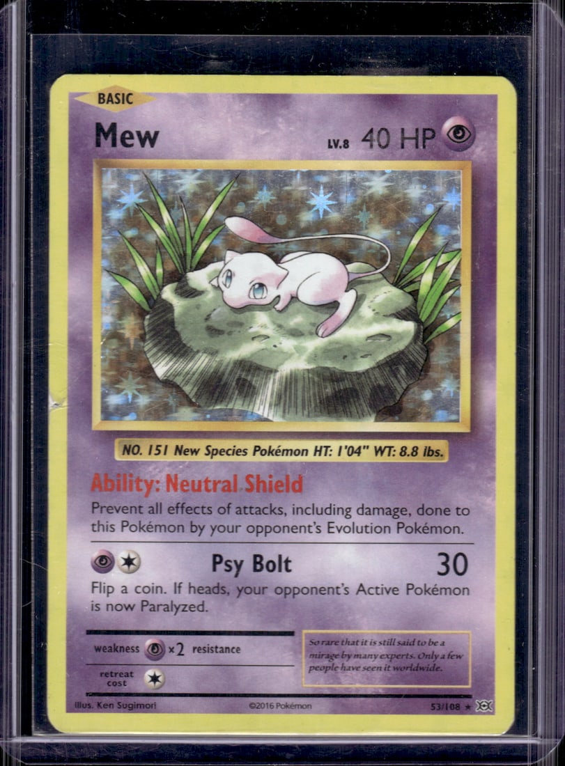 2016 Pokemon XY Evolutions Mew Holo Rare #53 Slight Damage Middle Left See Pics (1 of 2)