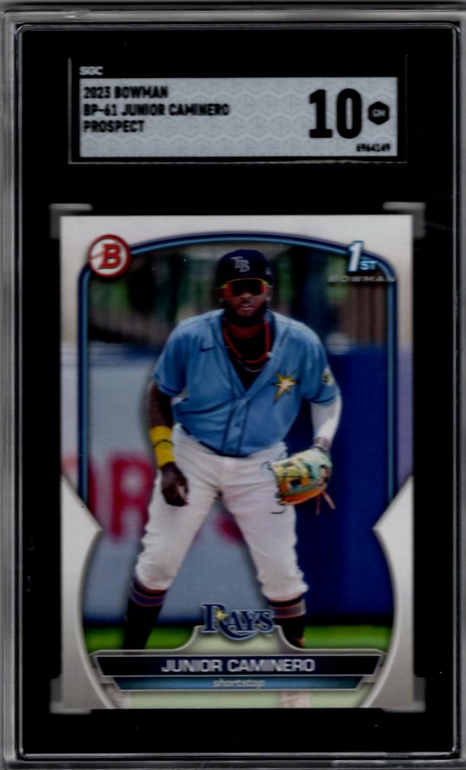 Junior Caminero 1st Bowman 2023 Bowman #BP-61 SGC 10 Tampa Bay Rays (1 of 2)