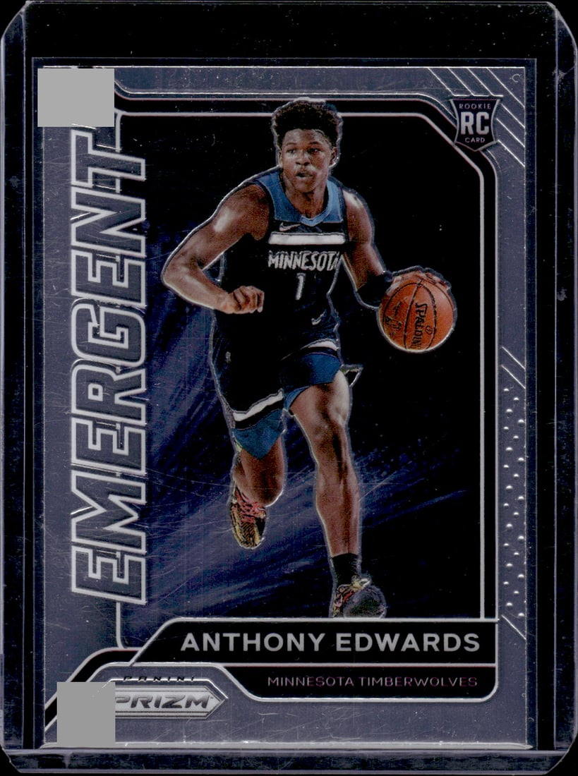 Anthony Edwards Rookie Card Emergent 2020-21 Panini Prizm #3 Minnesota Timberwolves: Panini Select, Prizm, Mosaic, Contenders, Revolution, Phoenix, NBA Hoops, Rookie NFL Sports Trading Cards, Silver, SP, SSP, Wave Prizms, Numbered Cards, Basketball sports Cards for Sale Near Me, NBA C