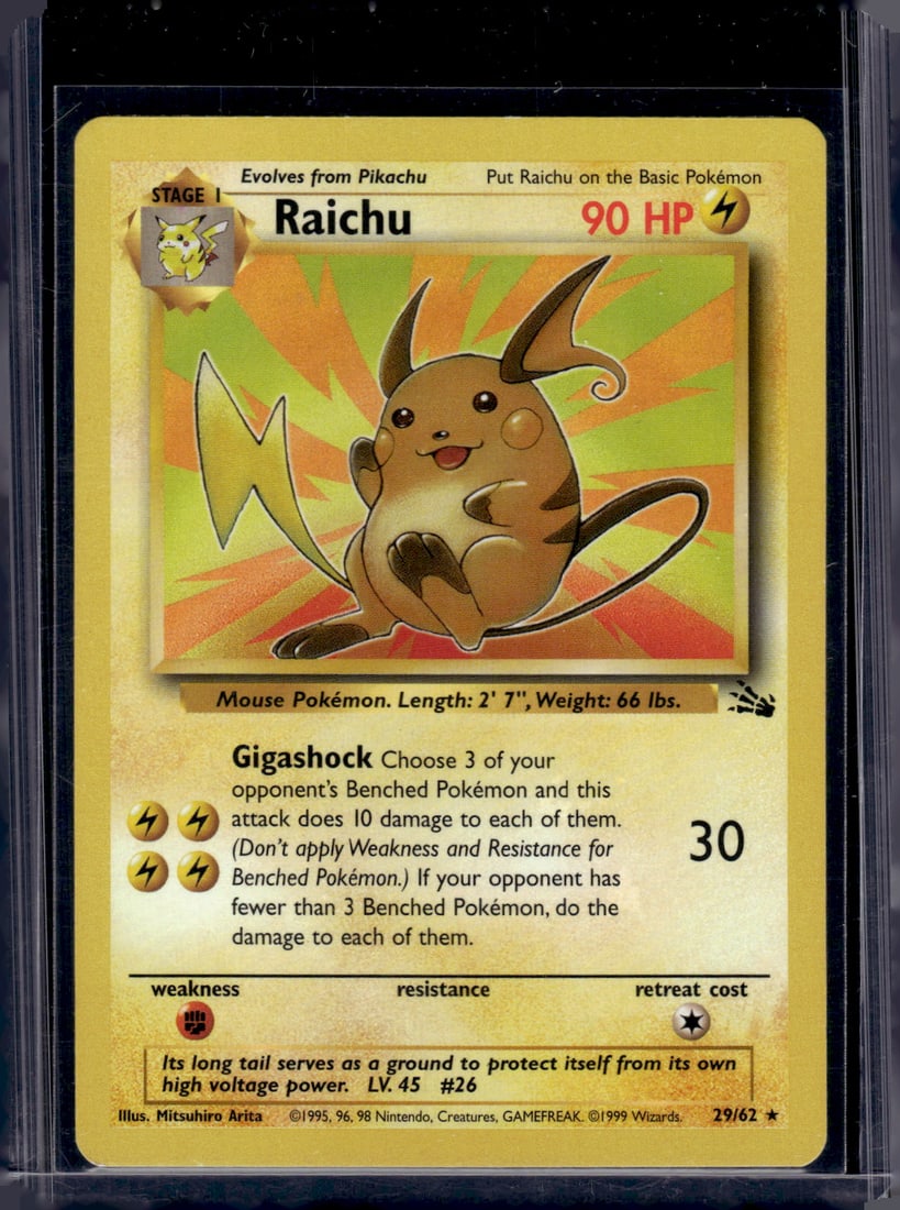Pokemon Fossil Set Raichu Non Holo Rare #29/62 (1 of 2)