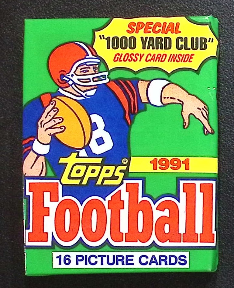 1991 Topps Football Card Retail Box Wax Pack NFL Trading Card, Sports Cards: Vintage Valuable Football NFL Trading & Sports Cards, Old Sports Cards Sold On Line, Auction Lots Sold On Line, Super Bowl and Hall of Fame Players, Dallas Cowboys, Buffalo Bills, Steelers, 49ers, Joe
