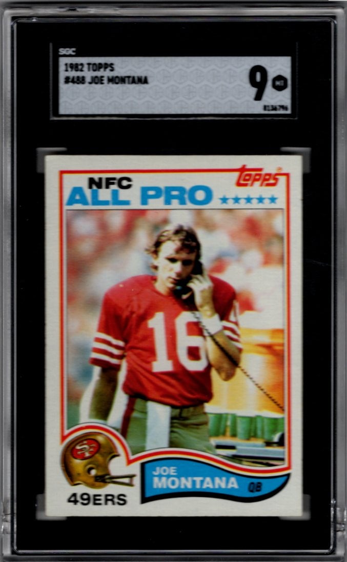 Joe Montana 1982 Topps #488 SGC 9 San Francisco 49ers: Topps Football NFL Trading Sports Cards, Sports Cards for Sale Near Me, Super Bowl & Hall of Fame Player Cards, Resurgence, Composite, SP, SSP, Valuable Auction Memorabilia Lots For Sale On Line