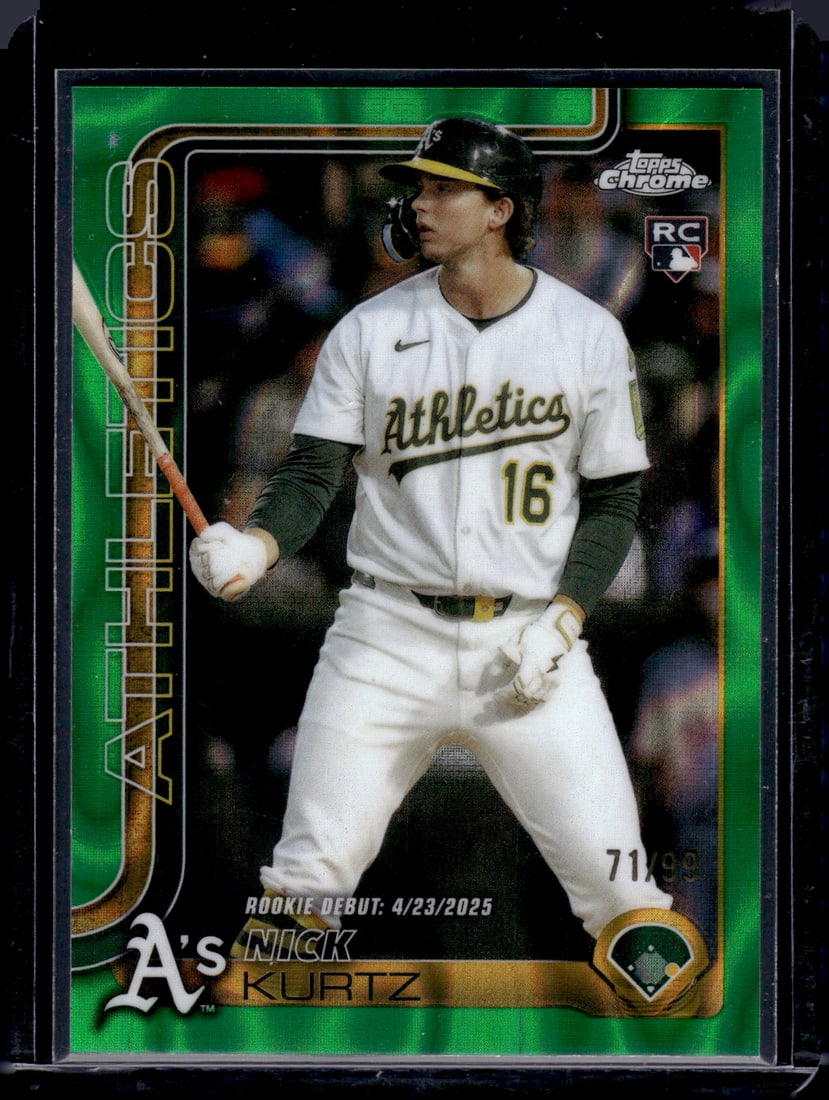 Nick Kurtz Rookie Card Green Raywave /99 2025 Topps Chrome Update #USC180 A's: Topps Baseball MLB Trading & Sports Cards, Sports Cards for Sale Near Me, World Series & Hall of Fame Players Memorabilia, Refractors, X-Fractors, Numbered, SP, SSP, Valuable Auction Memorabilia Lots