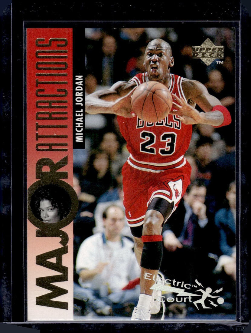 Michael Jordan Major Attractions 1995-96 Upper Deck Queen Latifah on Back #341: Upper Deck, Basketball NBA Trading & Sports Cards, Sports Cards for Sale Near Me, Chrome, Refractor, SP, SSP, Valuable Auction Memorabilia Lots Sold On Line, NBA Championship & Hall of Fame Player Car