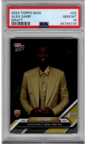 Alex Sarr Rookie Card 2024 Topps Now #D-2 PSA 10 Washington Wizards: Topps Basketball NBA Trading & Sports Cards, Sports Cards for Sale Near Me, Chrome, Refractor, SP, SSP, Valuable Auction Memorabilia Lots Sold On Line, NBA Championship & Hall of Fame Player Cards