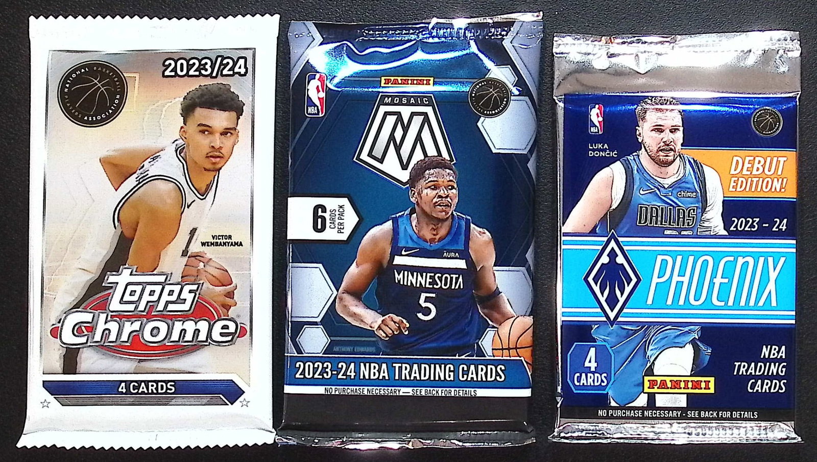 3 - Victor Wembanyama Rookie Year Blaster Box Packs; Topps Chrome, Panini Phoenix & Mosaic (1 of 1)