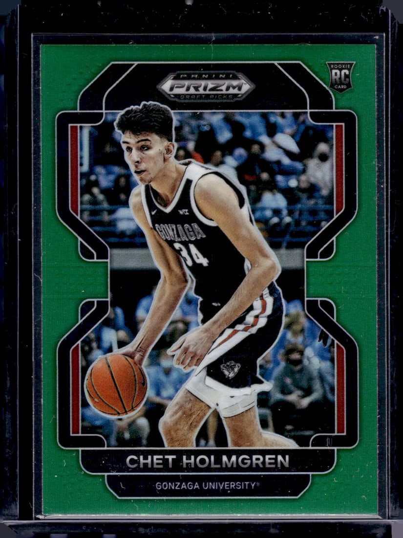 Chet Holmgren Rookie Card Green Prizm 2022 Prizm Draft Picks #51 Gonzaga, OKC Thunder (1 of 2)