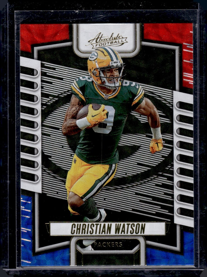Christian Watson Red White Blue Kaleidoscope 2023 Absolute #95 Green Bay Packers: Panini Select, Prizm, Mosaic, Contenders, Zenith, Phoenix, Illusions, Absolute, Rookie NFL Sports Trading Cards, SP, SSP, Cards, Football Cards for Sale Near Me, Superbowl & Hall of Fame Player Cards,