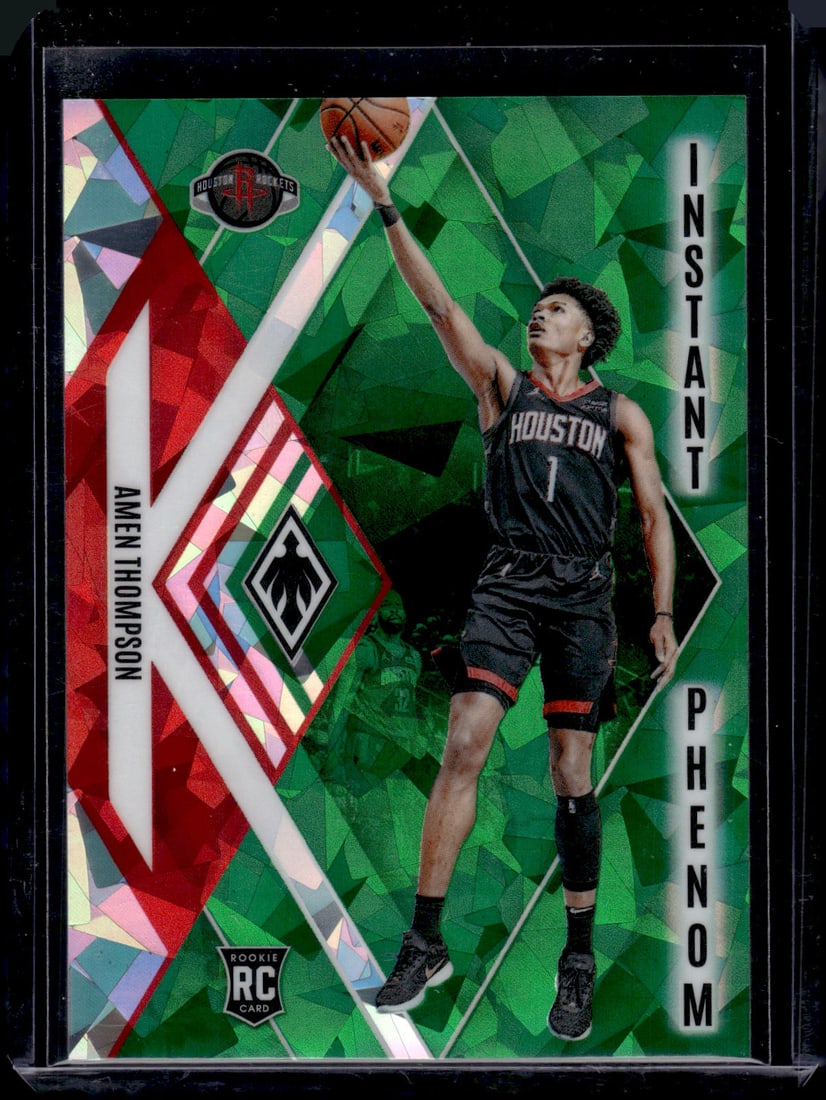 Amen Thompson Rookie Card Green Ice /149 2023-24 Phoenix #22 Houston Rockets: Panini Select, Prizm, Mosaic, Contenders, Revolution, Phoenix, NBA Hoops, Rookie NFL Sports Trading Cards, Silver, SP, SSP, Wave Prizms, Numbered Cards, Basketball sports Cards for Sale Near Me, NBA C