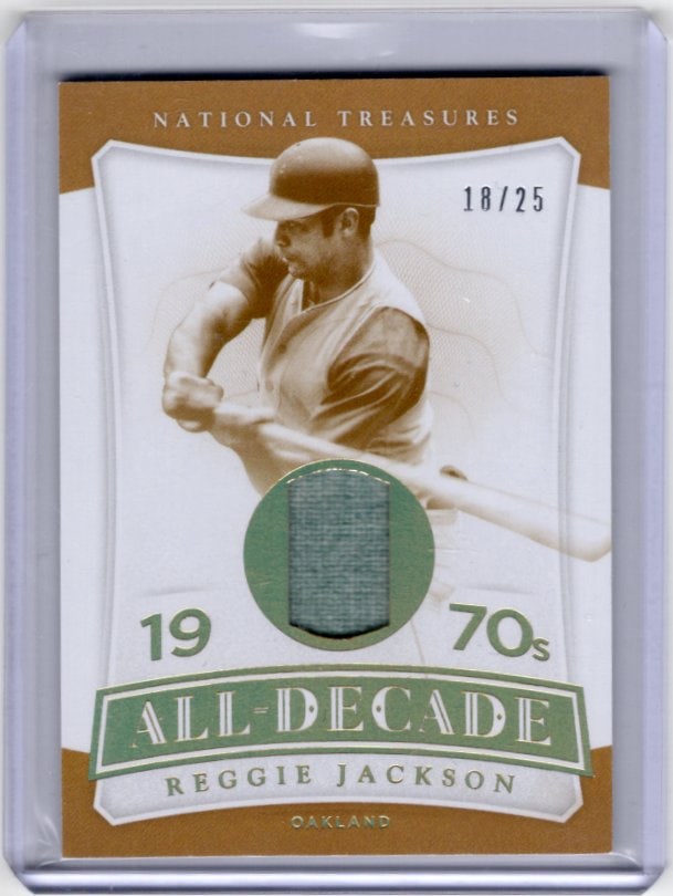 Reggie Jackson Game Used Patch /25 2017 Panini National Treasures #AD-RJ: Panini Baseball MLB Trading & Sports Cards, Sports Cards for Sale Near Me, Prizm, Mosaic, Select, SP, SSP, Auction Memorabilia Lots for Sale On Line, World Series & Hall of Fame Players