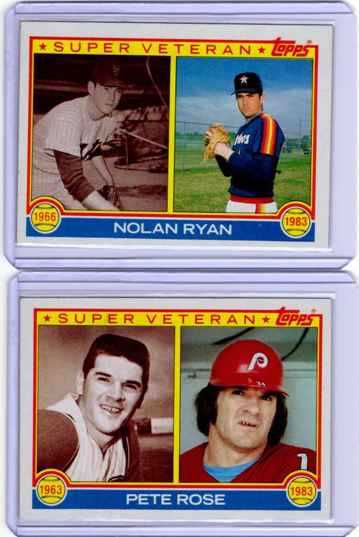 Lot of 2 1983 Topps MLB Super Veteran Cards. Nolan Ryan #361 & Pete Rose #101: Topps Baseball MLB Trading & Sports Cards, Sports Cards for Sale Near Me, World Series & Hall of Fame Players Memorabilia, Refractors, X-Fractors, Numbered, SP, SSP, Valuable Auction Memorabilia Lots 