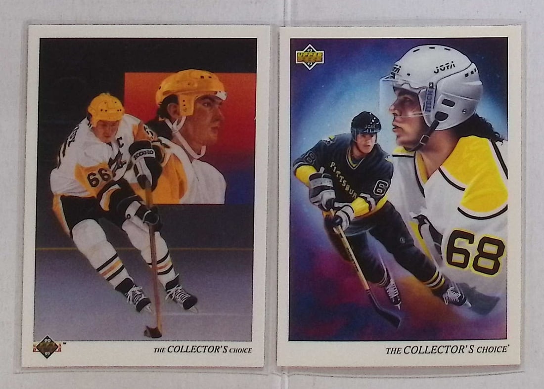 Jaromir Jagr & Mario Lemieux 1990 Upper Deck Collector's Choice Vintage Hall of Fame NHL: Upper Deck Vintage NHL Hockey Trading & Sports Cards, Old Sports Cards for Sale Near Me, Stanley Cup & Hall of Fame Players, Valuable Auction Memorabilia Lots for Sale On Line