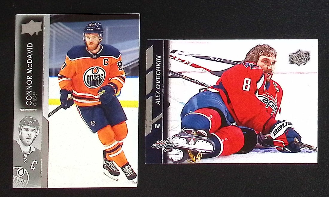 Connor McDavid & Alex Ovechkin Upper Deck Cards #73 & #185: Upper Deck NHL Hockey Trading & Sports Cards, Sports Cards for Sale Near Me, Stanley Cup & Hall of Fame Players, Valuable Auction Memorabilia Lots for Sale On Line