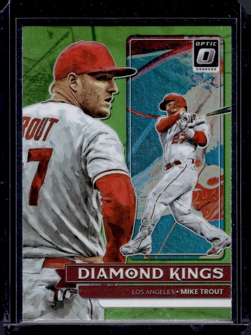 Mike Trout Diamond Kings Lime Green Prizm 2022 Donruss Optic #14 Los Angeles Angels: Panini Baseball MLB Trading & Sports Cards, Sports Cards for Sale Near Me, Prizm, Mosaic, Select, SP, SSP, Auction Memorabilia Lots for Sale On Line, World Series & Hall of Fame Players
