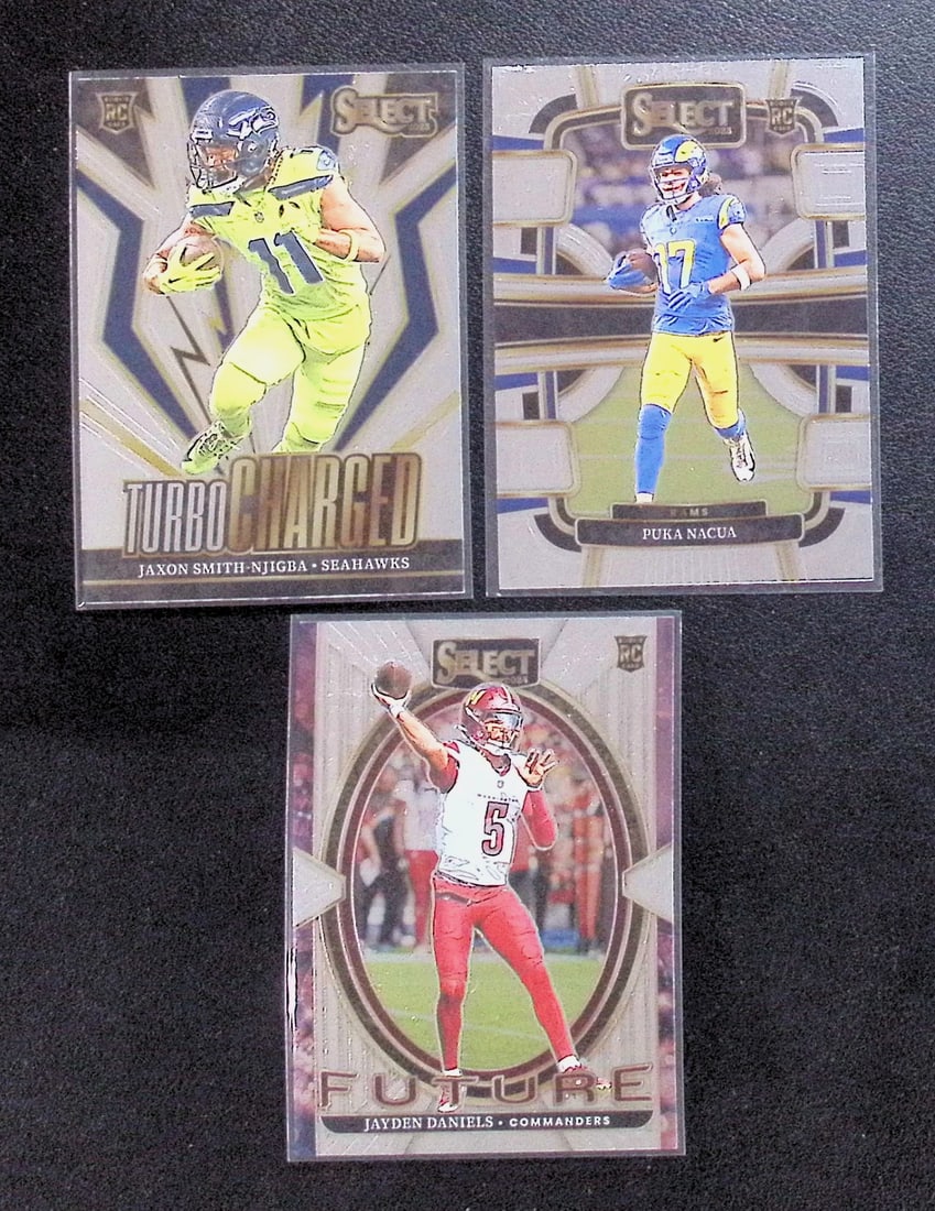 3 Superstar NFL Rookie Cards: Puka Nacua, Jaxon Smith-Njigba, & Jayden Daniels all Panini Select (1 of 2)